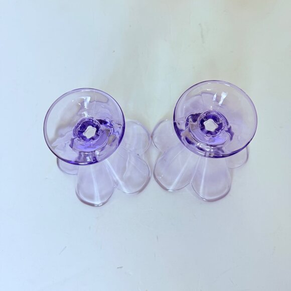 VTG Purple Lavender Glass Cup Set of 2 Petal Decor Lilac Cocktail Glass Dessert - Picture 15 of 16